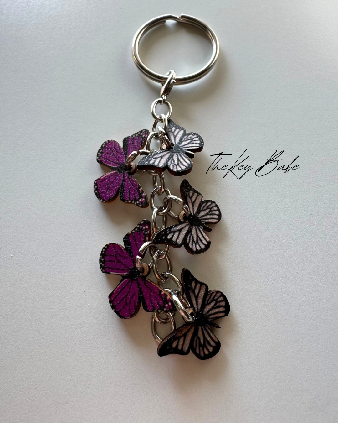 Wooden butterfly keychain